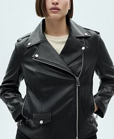 Mango Women's Leather Biker Jacket