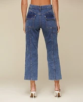 Avec Les Filles Women's High-Rise Straight-Leg Cargo Jeans