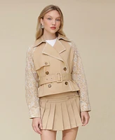 Avec Les Filles Women's Cropped Combo Trench Jacket