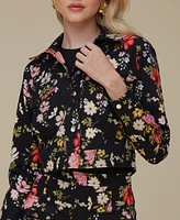 Avec Les Filles Women's Cotton Cropped Printed Jacket