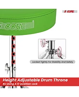 5 Core Drum Throne Padded Adjustable Guitar Stool Drummer Seat for Adults & Kids - Green