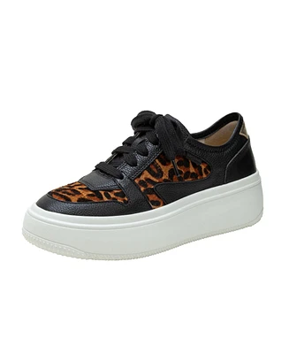Linea Paolo Gains Lace-Up Leather Platform Sneakers