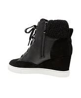 Linea Paolo Arden Faux Shearling Trimmed Wedge Sneakers