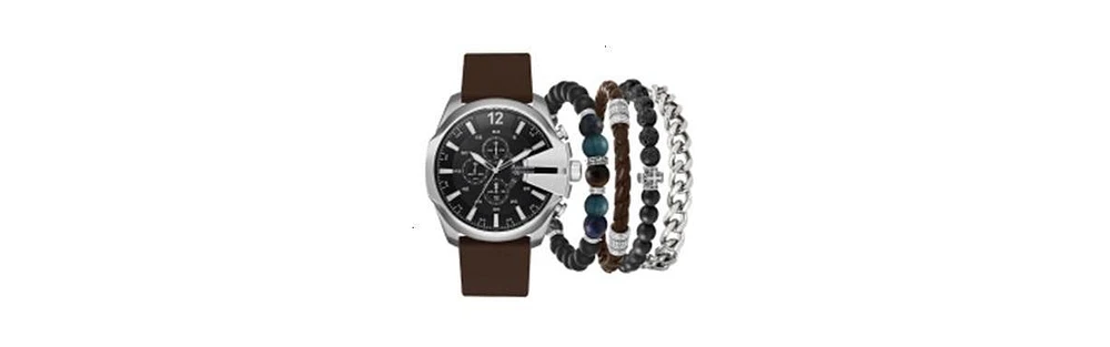 American Exchange Men's Quartz Brown Polyurethane Strap Watch, 52mm