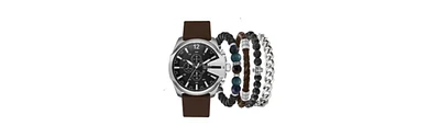 American Exchange Men's Quartz Brown Polyurethane Strap Watch, 52mm