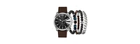 American Exchange Men's Quartz Brown Polyurethane Strap Watch, 52mm