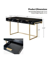 Guillen Modern Desk Swith Built Outlet with 3 Drawer