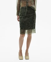 Mango Women's Organza Snake Skirt