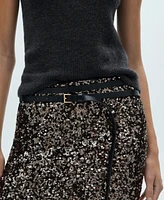Mango Women's Sequin Midi Skirt