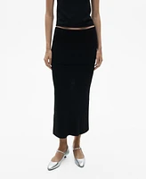 Mango Women's Ribbed Midi Skirt