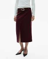 Mango Women's Slit Detail Wool Skirt