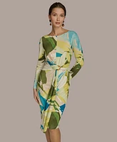 Donna Karan New York Women's Printed Draped-Sash Dress