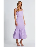 Quiz Women's Scuba Foam Square Neck Bubble Hem Maxi Dress