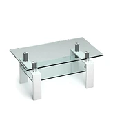 Gouun Rectangle Glass Table with Metal Legs for Living Room
