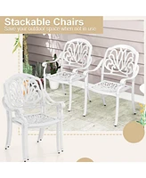 Gouun 2 Pieces Patio Cast Aluminum Dining Chairs with Armrests