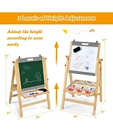 Gouun Kids Art Easel with Paper Roll Double Sided Chalkboard and Whiteboard