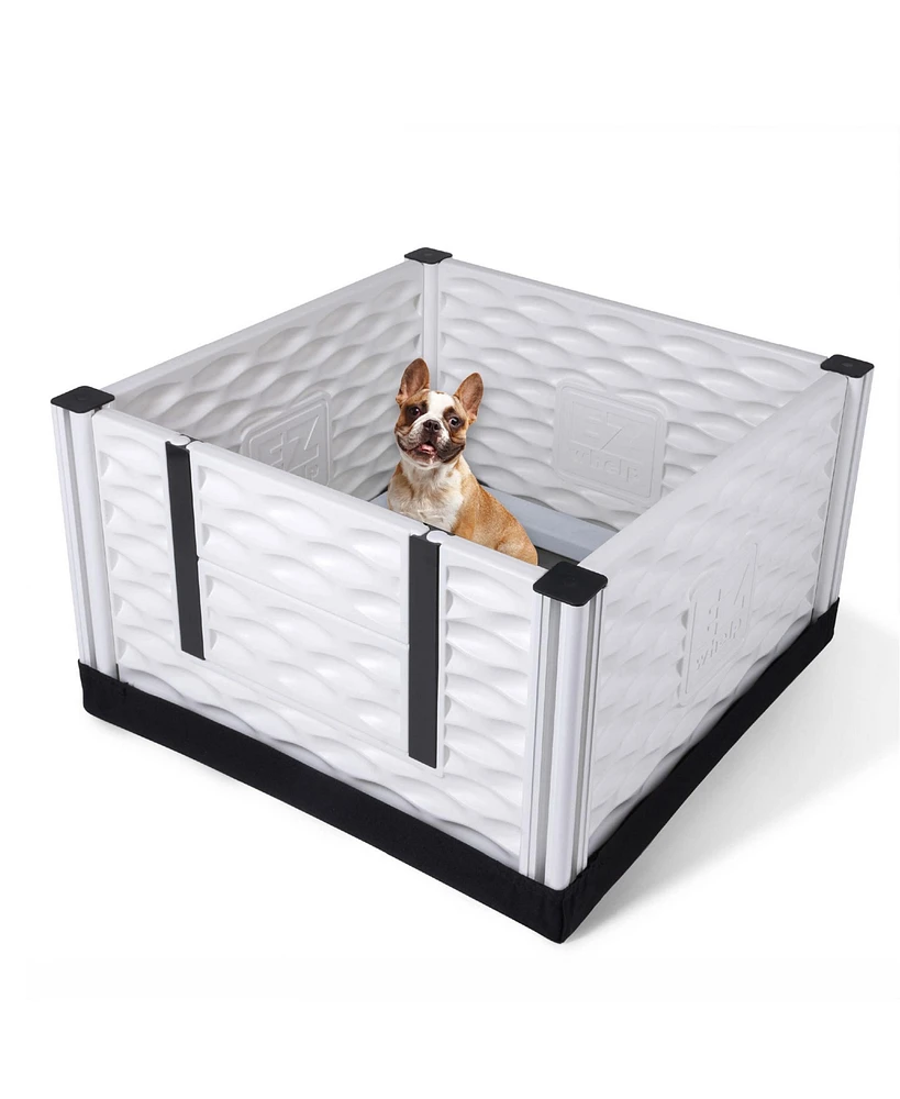 Ezwhelp EZclassic 28" x 28" Puppy Dog Whelping Box Playpen w/Rails & Liner, Gray