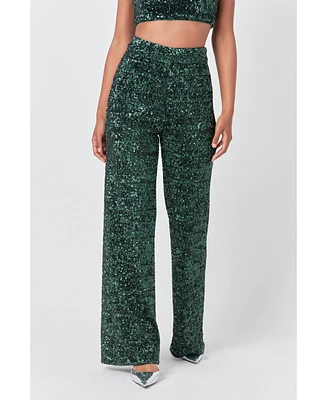 endless rose Women's Sequins Wide Leg Pants