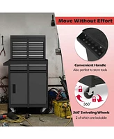 5-Drawer Rolling Tool Chest Cabinet Metal Storage Box Lockable with Wheels