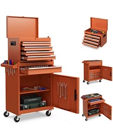 2 1 Tool Chest & Cabinet with Sliding Drawers Rolling Garage Organizer