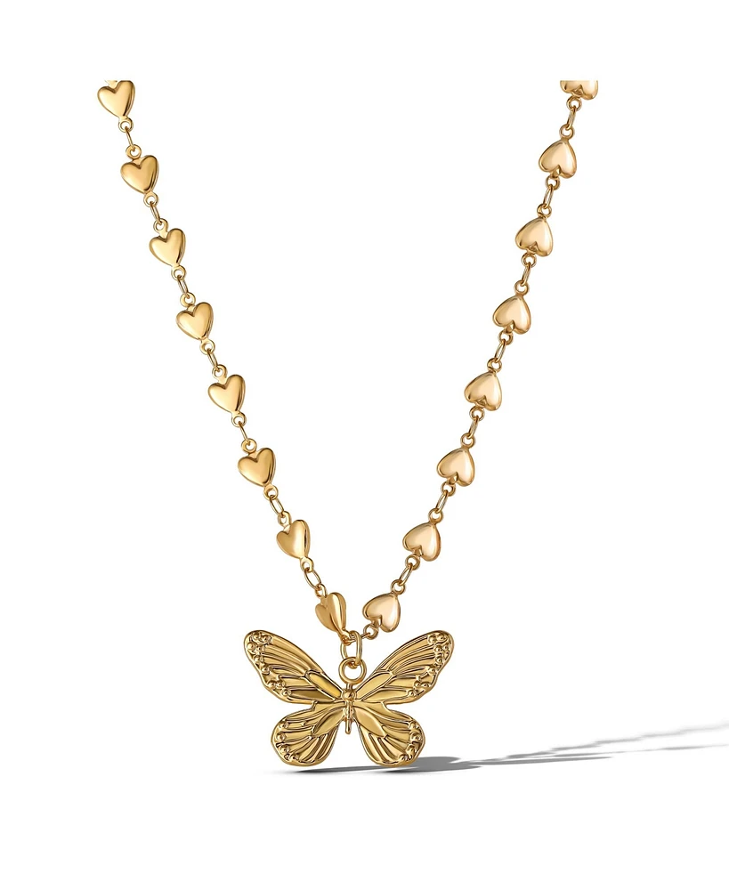 Jessica Simpson Heart Chain Butterfly Pendant Necklace