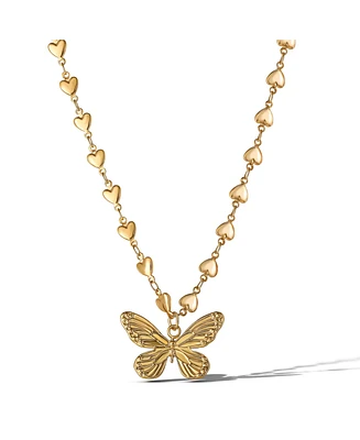 Jessica Simpson Heart Chain Butterfly Pendant Necklace