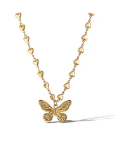 Jessica Simpson Heart Chain Butterfly Pendant Necklace