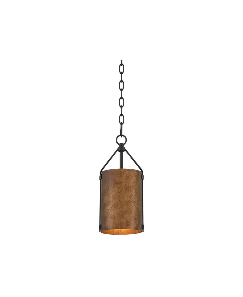 Possini Euro Design Julian 6" Farmhouse Rustic Industrial Pendant Ceiling Light Fixture Dining Room Over Table Kitchen Island Foyer Drum Hanging Black