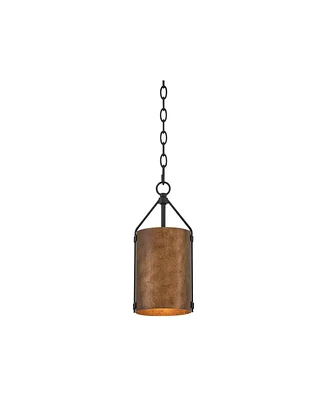 Possini Euro Design Julian 6" Farmhouse Rustic Industrial Pendant Ceiling Light Fixture Dining Room Over Table Kitchen Island Foyer Drum Hanging Black