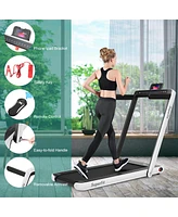 Gymax 2 in 1 Folding Treadmill 2.25HP Running Machine w/ Dual Display