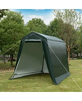 Gouun Outdoor Carport Shed with Sidewalls and Waterproof Ripstop Cover