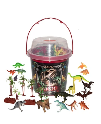 Wild Republic Bucket Dinosaur Figurines, 23 Pieces