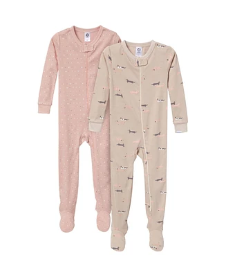 Gerber Baby Gender Neutral Snug Fit Footed Pajamas, 2-Pack, Dog