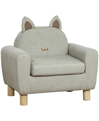 Qaba Cat Ear Backrest Designed Kids Sofa Couch Armchair for Toddlers, Bedroom