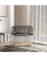 PawHut 22" 2-Tier Hamster Cage with Extra-Deep 14" Base, Accessories,