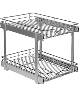Florida Brands Pull Out Cabinet Organizer 2 Tier with Chrome Finish 15.5 x 21 In