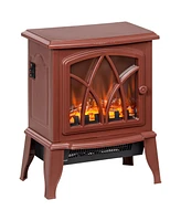 Homcom Electric Fireplace Heater with Realistic Led Flames and Logs