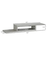 Homcom Wall Mounted Media Console, Floating Stand Component Shelf, Entertainment Center Unit, Grey