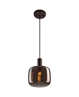 Possini Euro Design Janna 7 1/2" Modern Pendant Ceiling Light Fixture Dining Room Over Table Kitchen Island Foyer Hanging Round Brown Matte Coffee Fin