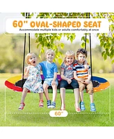 Costway 60" Saucer Swing with Led Lights 700 Lbs Platform Tree Swing with Adjustable Ropes