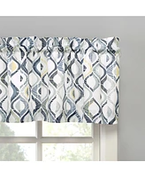 No. 918 Barker Geometric Semi-Sheer Rod Pocket Kitchen Curtain Valance and Tiers Set