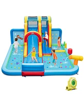 Gouun Inflatable Water Slide Water Park with Long Slide and Splash Pools and Ball Pit with 735W Blower