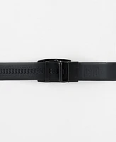 Kenneth Cole Reaction Men's Exact System Track Lock Matte Black Plaque Buckle Belt