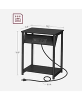 Slickblue Side Table with Charging Station – End Table with Usb Ports & Outlets, Modern Nightstand for Living Room & Bedroom