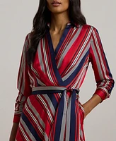 Lauren Ralph Women's Striped Charmeuse Midi Dress