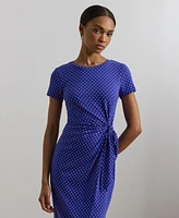 Lauren Ralph Women's Polka-Dot Tie-Front Short-Sleeve Dress