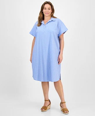 Style & Co Plus Stripe Popover Shirtdress, Exclusively at Macy's