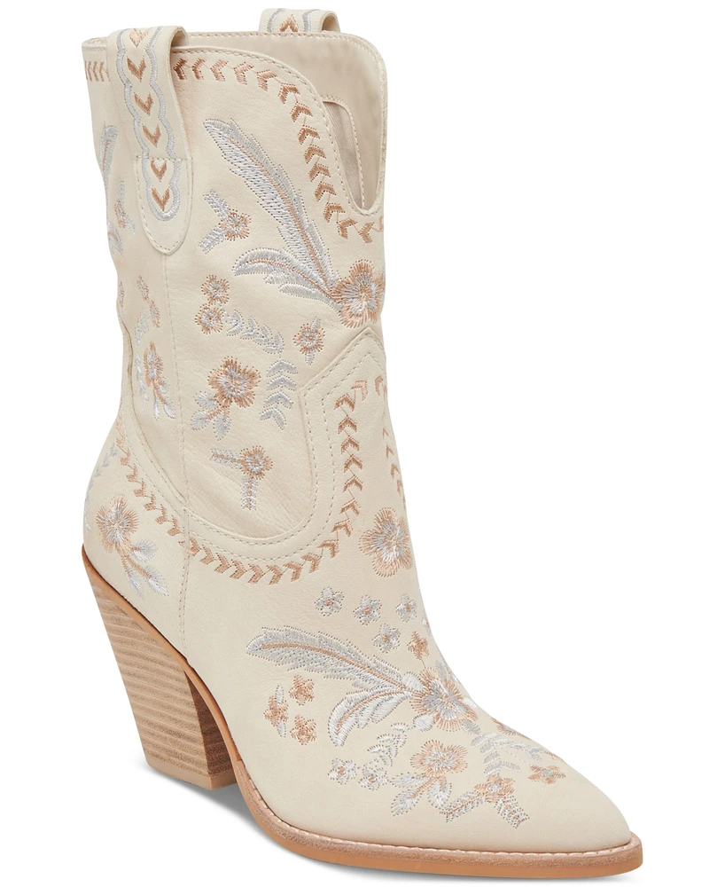 Dolce Vita Women's Jessey Floral Embroidered Heeled Western Dress Boots