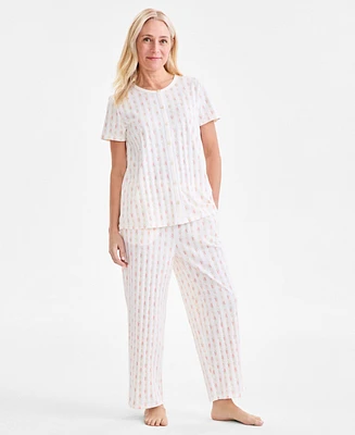 Charter Club Women's 2-Pc. Cotton Printed Cropped Pajamas Set, Created for Macy's