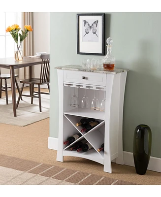 Kings Brand Furniture Hiland Bar Cabinet Wine Storage With Glass Holders & Drawer